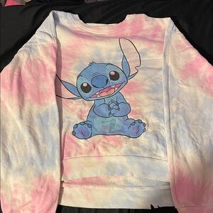 Disney Pink and Blue Stitch Tie-Dye Sweatshirt